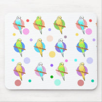 Parakeets & Polka Dots Pattern Mousemats