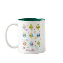 Parakeets & Polka Dots Pattern Coffee Mug