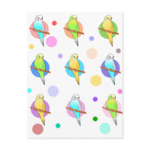 Parakeets & Polka Dots Pattern Postcards