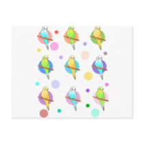 Parakeets & Polka Dots Pattern Post Card