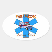 Paramedic Saving Lives Oval Stickers