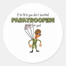 paratrooper funny round sticker