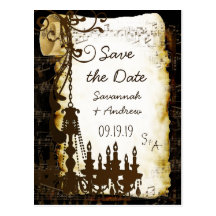 Parchment Scroll Chandelier Save the Date Post Card