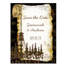 Parchment Scroll Chandelier Save the Date Post Card