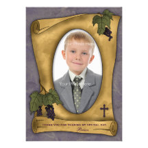 Parchment Scroll, Purple Religious Photo Thank You Invitation