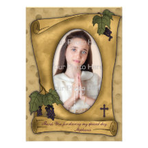 Parchment Scroll Tan Religious Photo Thank You Invites