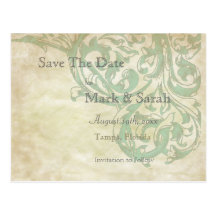 Parchment Scrolling  Acanthus II Save The Date Post Card