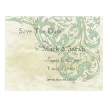 Parchment Scrolling  Acanthus Save The Date Postca Post Cards
