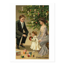 Parents and Child Christmas Card Post Card