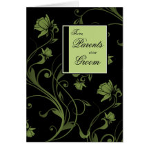 Parents of Groom Congratulations, Black, and Green Greeting Card