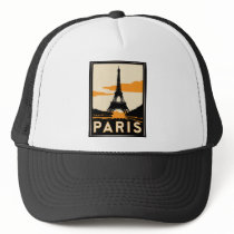paris art deco retro travel poster trucker hats