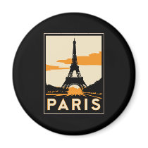 paris art deco retro travel poster magnet