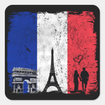 Paris city of love square stickers