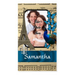 Paris collage on music sheet business card templates