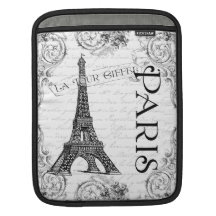 Paris Eiffel Tower and Scrolls Sleeve For iPads