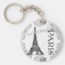 Paris Eiffel Tower and Scrolls Key Chains