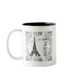 Paris Eiffel Tower and Scrolls Mugs
