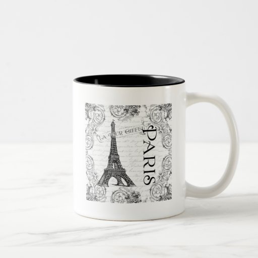 Paris Eiffel Tower and Scrolls Mugs