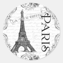 Paris Eiffel Tower and Scrolls Stickers