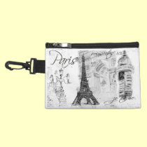 Paris Eiffel Tower Black & White Collage bagettes bags