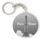 Paris Eiffel Tower Floats in Cloud Keyring keychains