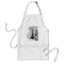 Paris Eiffel Tower French Scene Collage Apron