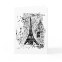 Paris Eiffel Tower French Scene Collage Cards