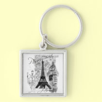 Paris Eiffel Tower French Scene Collage keychains
