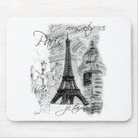 Paris Eiffel Tower French Scene Collage Mouse Pad