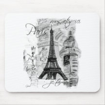 Paris Eiffel Tower French Scene Collage Mouse Pad