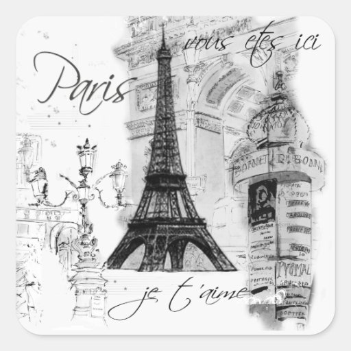 Paris Eiffel Tower French Scene Collage Sticker