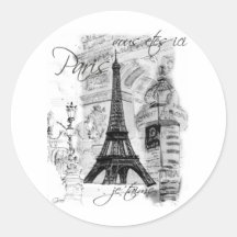 Paris Eiffel Tower French Scene Collage Sticker