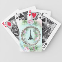 Paris Eiffel Tower & Pink Roses playing cards