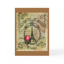 Paris Eiffel Tower & Red Rose Steampunk