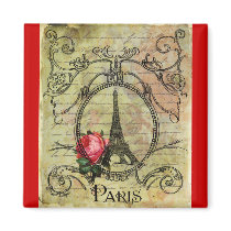 Paris Eiffel Tower & Red Rose Steampunk