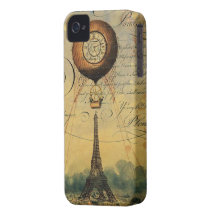 Paris Eiffel Tower Steampunk Hot Air Balloon iPhone 4 Covers