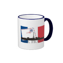 Paris Flag and Skyline Coffee Mugs
