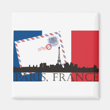 Paris Flag and Skyline Magnet