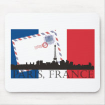 Paris Flag and Skyline Mouse Mat