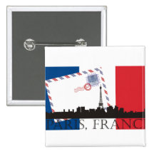 Paris Flag and Skyline Pin