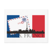 Paris Flag and Skyline Postcard