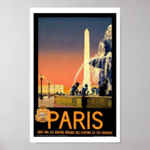 Paris France Europe Vintage Travel Poster