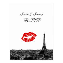 Paris France Skyline Kiss #1 BW RSVP 1 Post Cards