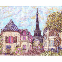 Paris inspired pointillism pin photo cut outs