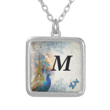 Paris peacock collage necklaces