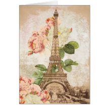 Paris Pink Rose Vintage Romantic Card