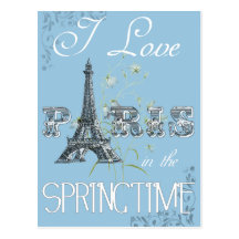 Paris Spring Love Art Postcard