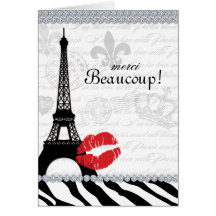 Paris Thank You Card Eiffel Tower Jewellery Zebra 
