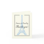 Paris wedding blue Eiffel Tower ivory Thank You Greeting Card