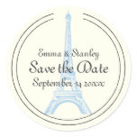 Paris wedding blue Eiffel Tower Save the Date Stickers